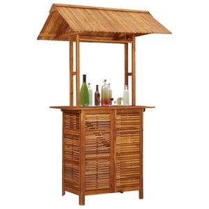Masa de bar exterior cu acoperis, 122x106x217 cm, lemn acacia