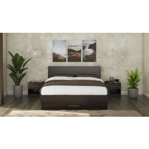 Mobila dormitor Beta, pat 140 x 200 cm, 2 noptiere, wenge