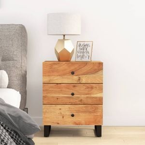 Noptiera, 50x33x62 cm, lemn masiv acacia si lemn prelucrat