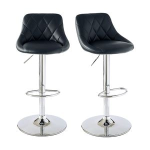 Set scaune de bar cu spatar, negru