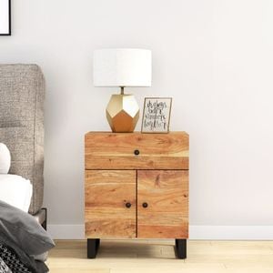 Noptiera, 50x33x60 cm, lemn masiv acacia si lemn prelucrat
