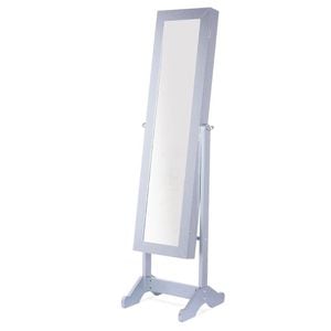 Dulap bijuterii cu oglinda si iluminare interioara, alb