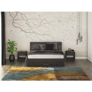 Mobila dormitor Beta, pat 160 x 200 cm, 2 noptiere, wenge