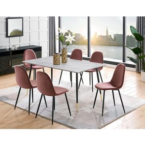 Masa Leonique Eadwine, MDF, 160 x 90 x 76 cm, gri-negru