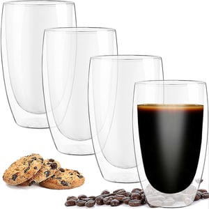 Set pahare cafea QUASAR & CO, 4 piese, 450 ml, sticla