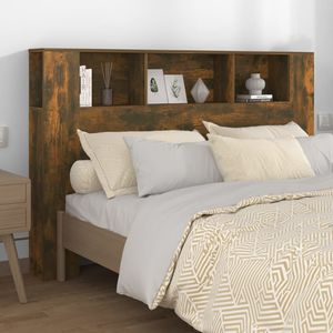 Tablie de pat cu dulap, stejar afumat, 160x18,5x104,5 cm