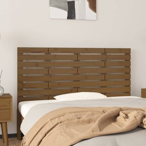 Tablie de pat pentru perete, maro miere, 126x3x63 cm, lemn pin