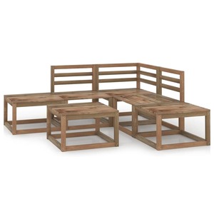 Set mobilier de gradina, 6 piese, maro, lemn de pin tratat