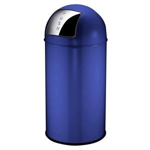 Cos de gunoi push EKO, 404550, Pushcan, capacitate 40 litri, 1 compartiment detasabil cu maner, ergonomic, corp din otel inoxidabil, albastru