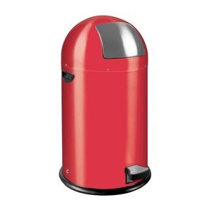 Cos de gunoi cu pedala EKO, Kickcan, 964800R, capacitate 33 litri, 1 compartiment detasabil, ergonomic, corp din otel inoxidabil, manere integrate, rosu