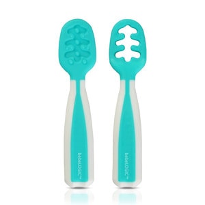 Set 2 pre-lingurite pentru diversificare si intarcare bebelusi, 4-24 luni, silicon fara BPA, verde, bebeLOGIC