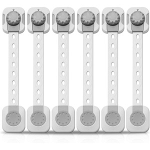 Set 6 bucati sigurante usi copii, blocator sertare, usa cuptor, frigider, congelator, ajustabile pe lungime, adeziv puternic 3M, fara urme dupa indepartare, bebeLOGIC