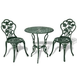 Set mobilier de bistro, 3 piese, verde, aluminiu turnat, sol-42164
