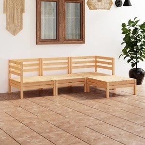 Set mobilier de gradina, 4 piese, lemn masiv de pin