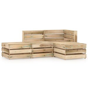 Set mobilier de gradina, 4 piese, lemn de pin verde tratat