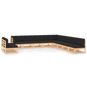 Set mobilier gradina, 11 piese, lemn pin, antracit, sol-3083905