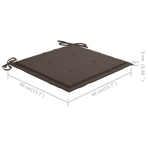 Set bistro cu perne gri taupe, 3 piese, lemn masiv tec