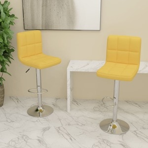 Scaune de bar, 2 buc., galben mustar, material textil