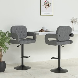 Scaune de bar, 2 buc., gri deschis, material textil