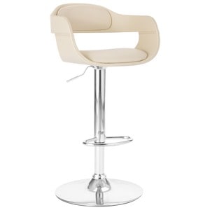 Scaun de bar, alb, piele ecologica