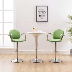 Scaune de bar cu brate, 2 buc., verde, piele ecologica