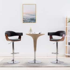 Scaune de bar, 2 buc., gri, lemn curbat si material textil