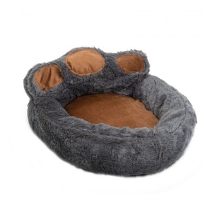 Culcus pentru catei, fara materiale toxice, bumbac, Model Labuta, Marime L, 68x 62cm, Gri/maro