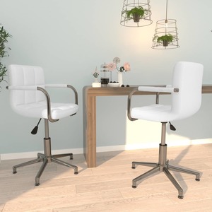 Scaune de masa pivotante, 2 buc., alb, piele ecologica