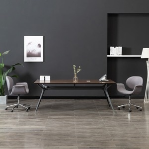 Scaun de sufragerie pivotant, gri, material textil