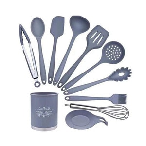 Set Ustensile de Bucatarie SIKS, 11 Piese, Silicon, Gri