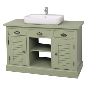 Dulap baie cu 2 usi lamelare, culoare verde P054, vopsit, 100% lemn masiv