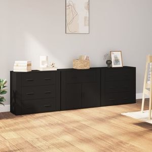 Servante, 3 piese, negru, lemn prelucrat, sol-3185424