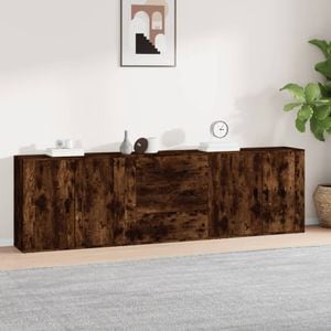Comoda living VidaXL Sol-3185404, lemn, 240 x 33 x 70 cm, stejar fumuriu