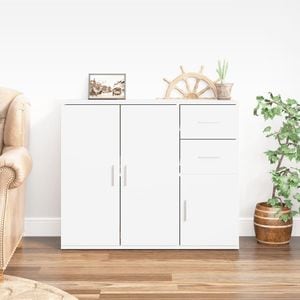 Comoda living VidaXL Sol-823271, lemn, 91 x 29.5 x 75 cm, alb extralucios