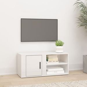 Comoda TV, alb extralucios, 80x31,5x36 cm, lemn prelucrat, sol-819440