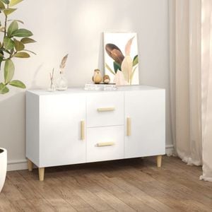 Comoda living VidaXL Sol-812510, lemn masiv, 100 x 36 x 60 cm, alb