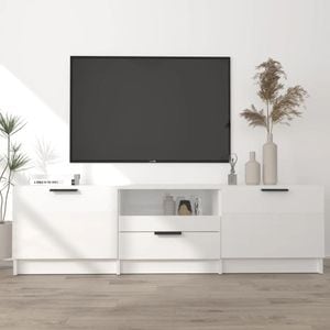 Comoda TV, alb extralucios, 140x35x40 cm, lemn prelucrat, sol-811454