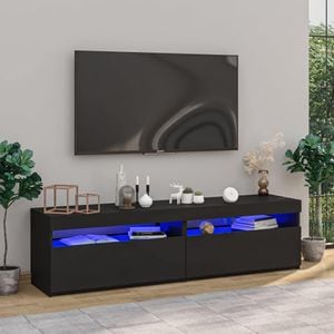 Comode TV cu lumini LED, 2 buc., negru, 75x35x40 cm, sol-804394