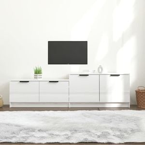 Comoda TV, alb extralucios, 158,5x36x45 cm, lemn prelucrat, sol-811490