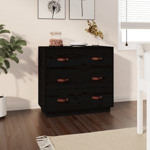 Comoda living VidaXL Sol-820111, lemn masiv, 80 x 40 x 75 cm, negru