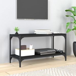 Comoda TV, negru, 80x33x41 cm, lemn prelucrat si otel, sol-819332