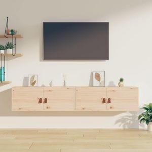 Comoda TV VidaXL Sol-818376, lemn masiv, 160 x 30 x 30 cm, maro deschis