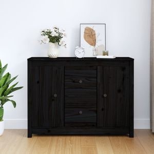 Servanta, negru, 100x35x74 cm, lemn masiv de pin, sol-814568