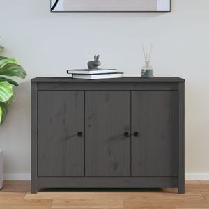 Comoda living VidaXL Sol-814561, lemn masiv, 100 x 35 x 74 cm, gri