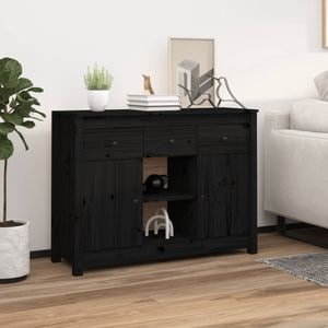 Servanta, negru, 100x35x74,5 cm, lemn masiv de pin, sol-814553