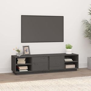 Comoda TV, gri, 156x40x40 cm, lemn masiv de pin, sol-814456