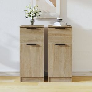 Comoda living VidaXL Sol-811122, lemn, 30 x 30 x 70 cm, 2 bucati, stejar sonoma