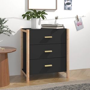 Servanta, negru, 62x38x70 cm, lemn prelucrat, sol-345673
