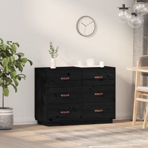 Servanta, negru, 100x40x75 cm, lemn masiv de pin, sol-820146
