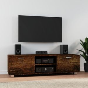 Comoda TV VidaXL Sol-342626, lemn, 140 x 40.5 x 35 cm, stejar fumuriu